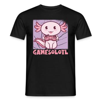 Gamesolotl Cute Kawaii Axolotl - Men's T-Shirt - black - Front - AI Model Male 178 light (178cm)