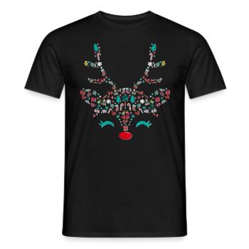 Reindeer Red Nose Christmas Head Symbols X-mas - Men's T-Shirt - black - Front - AI Model Male 178 light (178cm)