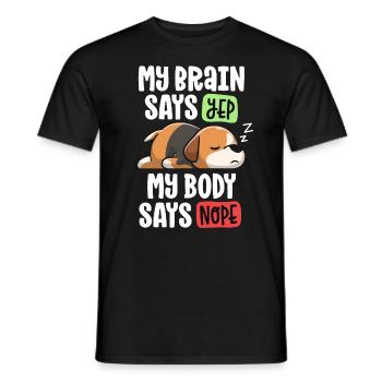 Chien Beagle paresseux Maman Mon cerveau dit oui mon corps - T-shirt homme - noir - Devant - AI Model Male 178 light (178cm)