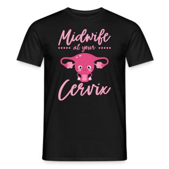 Midwife At Your Cervix Birth Assistant OB Nurse - Men's T-Shirt - black - Front - AI Model Male 178 light (178cm)