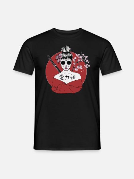 Japanische Geisha Sugar Skull - Männer T-Shirt - Schwarz