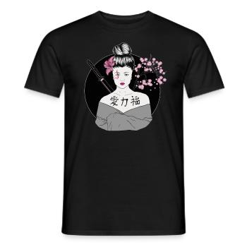 Modern Geisha Japan - Men's T-Shirt - black - Front - AI Model Male 178 light (178cm)