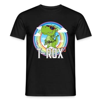 T-Rox Dino - Rock Musik - Männer T-Shirt - Schwarz - Vorne - AI Model Male 178 light (178cm)