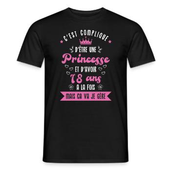 Une princesse et d'avoir 18 ans - T-shirt homme - noir - Devant - AI Model Male 178 light (178cm)