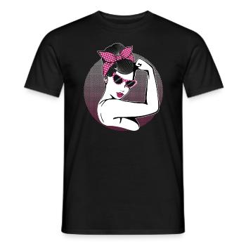 Retro Rockabilly Girl - Männer T-Shirt - Schwarz - Vorne - AI Model Male 178 light (178cm)