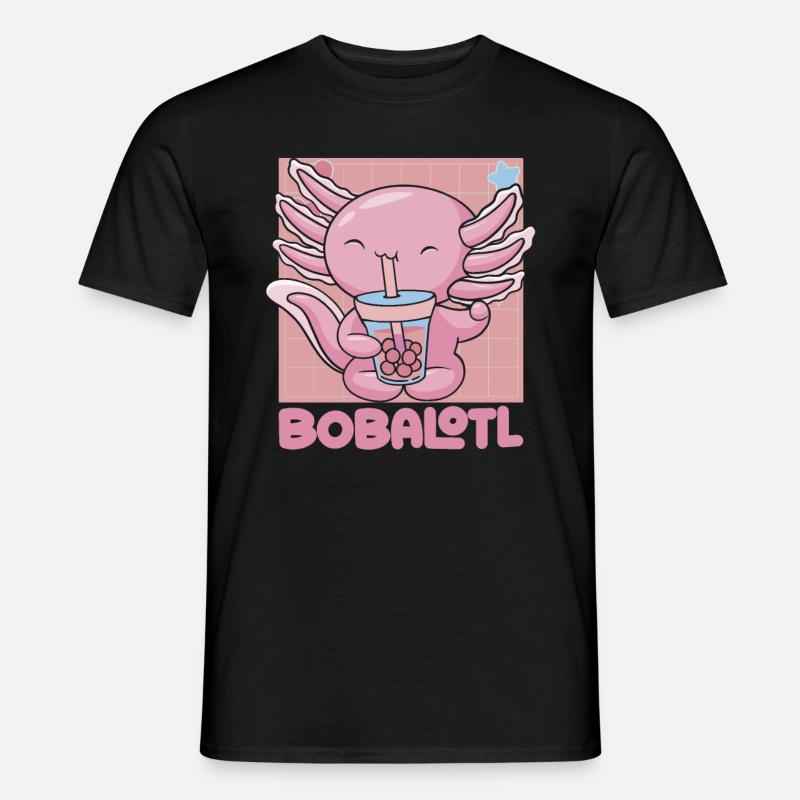 Bobalotl Boba Tea Axolotl - Männer T-Shirt - Schwarz