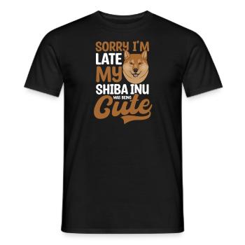 Shiba Inu Was Beeing Cute - Men's T-Shirt - black - Front - AI Model Male 178 light (178cm)