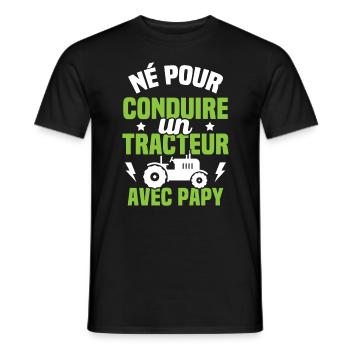 Né pour conduire un tracteur avec papy Cadeau - T-shirt homme - noir - Devant - AI Model Male 178 light (178cm)