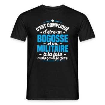 C'est compliqué d'être un bogosse et un gendarme - T-shirt homme - noir - Devant - AI Model Male 178 light (178cm)