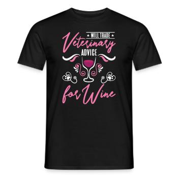 Will Trade Veterinary Advice For Wine Veterinarian - Men's T-Shirt - black - Front - AI Model Male 178 light (178cm)
