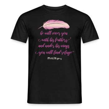 Feather Christian Quote - Men's T-Shirt - black - Front - AI Model Male 178 light (178cm)