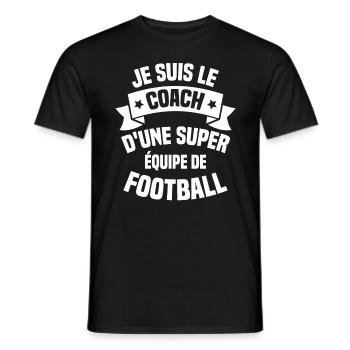 Je suis le coach d'une super équipe de football - T-shirt homme - noir - Devant - AI Model Male 178 light (178cm)