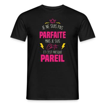 Je ne suis pas parfaite mais je suis chti - T-shirt homme - noir - Devant - AI Model Male 178 light (178cm)