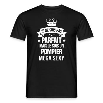 Je suis un pompier méga sexy, Cadeau pompier - T-shirt homme - noir - Devant - AI Model Male 178 light (178cm)