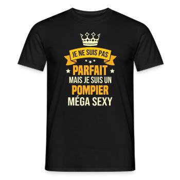 Je suis un pompier méga sexy, Cadeau pompier - T-shirt homme - noir - Devant - AI Model Male 178 light (178cm)