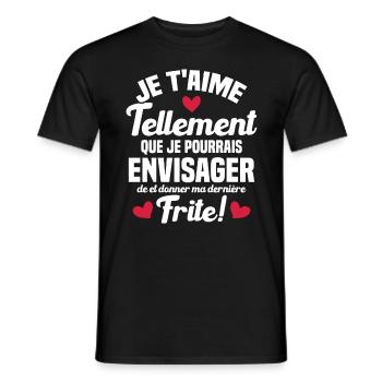 Je t'aime tellement que je pourrais donner frite - T-shirt homme - noir - Devant - AI Model Male 178 light (178cm)