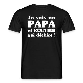 je suis un papa et routier qui déchire - T-shirt homme - noir - Devant - AI Model Male 178 light (178cm)