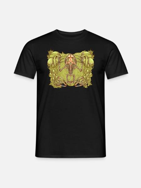 Frog skeleton between mushrooms - Men's T-Shirt - black