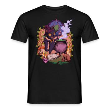 Witchcore - am Kessel steht die Hexen Katze - Männer T-Shirt - Schwarz - Vorne - AI Model Male 178 light (178cm)