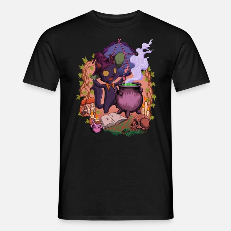 Witchcore - at the cauldron stands the witch cat - Men’s T-shirt - black