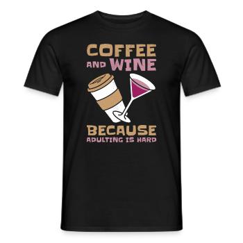 Coffee Wine Adulting Drinking Adult - Men's T-Shirt - black - Front - AI Model Male 178 light (178cm)