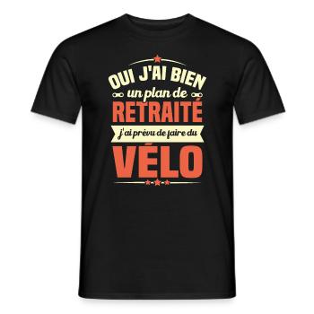 Un plan de retraite j'ai prévu de faire du vélo - T-shirt homme - noir - Devant - AI Model Male 178 light (178cm)