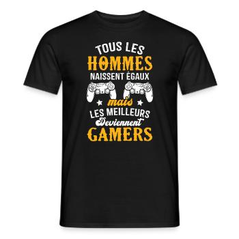 Les meilleurs hommes deviennent gamers - T-shirt homme - noir - Devant - AI Model Male 178 light (178cm)