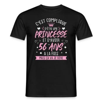 Une princesse et d'avoir 56 ans, Cadeau 56 ans - T-shirt homme - noir - Devant - AI Model Male 178 light (178cm)