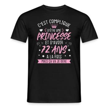 Une princesse et d'avoir 72 ans, Cadeau 72 ans - T-shirt homme - noir - Devant - AI Model Male 178 light (178cm)