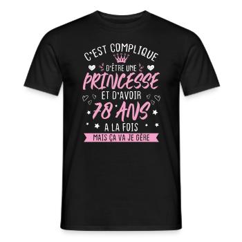 Une princesse et d'avoir 78 ans, Cadeau 78 ans - T-shirt homme - noir - Devant - AI Model Male 178 light (178cm)