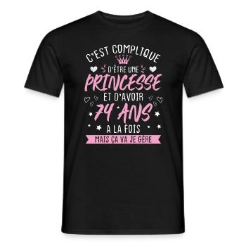 Une princesse et d'avoir 74 ans, Cadeau 74 ans - T-shirt homme - noir - Devant - AI Model Male 178 light (178cm)