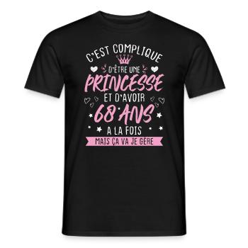 Une princesse et d'avoir 68 ans, Cadeau 68 ans - T-shirt homme - noir - Devant - AI Model Male 178 light (178cm)