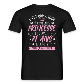 Une princesse et d'avoir 71 ans, Cadeau 71 ans - T-shirt homme - noir - Devant - AI Model Male 178 light (178cm)
