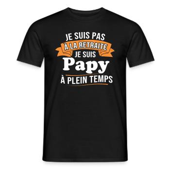 Je ne suis pas retraité je suis papy à plein temps - T-shirt homme - noir - Devant - AI Model Male 178 light (178cm)
