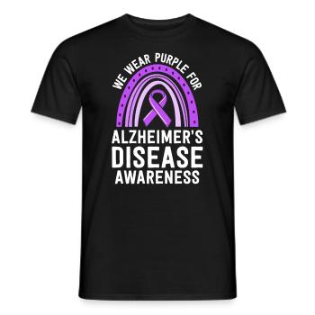 Nous portons une sensibilisation violette à la maladie d’Alzheimer - T-shirt homme - noir - Devant - AI Model Male 178 light (178cm)