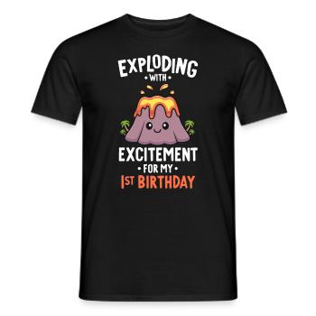 Vulkan Geburtstagsfeier Erster Geburtstag 1 Jahre alt - Männer T-Shirt - Schwarz - Vorne - AI Model Male 178 light (178cm)
