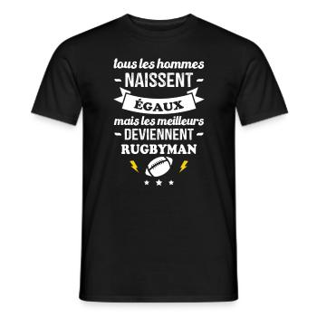 Les meilleurs hommes deviennent rugbymans - T-shirt homme - noir - Devant - AI Model Male 178 light (178cm)