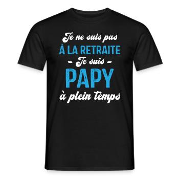 Je ne suis pas retraité je suis papy à plein temps - T-shirt homme - noir - Devant - AI Model Male 178 light (178cm)