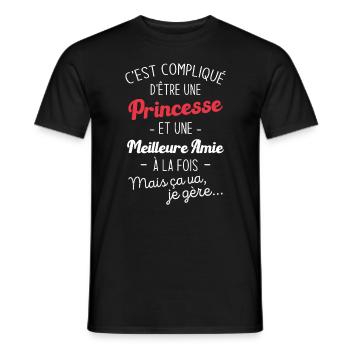 Une princesse et meilleure amie - T-shirt homme - noir - Devant - AI Model Male 178 light (178cm)