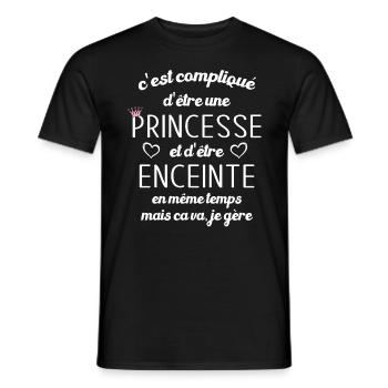 Compliqué d'être une princesse et d'être enceinte - T-shirt homme - noir - Devant - AI Model Male 178 light (178cm)