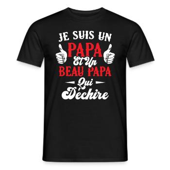 Je suis un papa et un beau papa qui déchire - T-shirt homme - noir - Devant - AI Model Male 178 light (178cm)