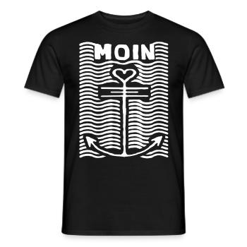 Moin Anker Logo – Shirt - Küste - Männer T-Shirt - Schwarz - Vorne - AI Model Male 178 light (178cm)