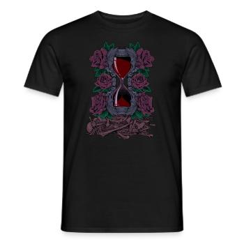 Knochen und Rosen - Gothic Sanduhr - Männer T-Shirt - Schwarz - Vorne - AI Model Male 178 light (178cm)