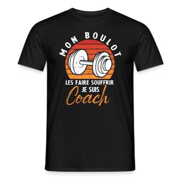 Mon boulot les faire souffrir je suis coach - T-shirt homme - noir - Devant - AI Model Male 178 light (178cm)
