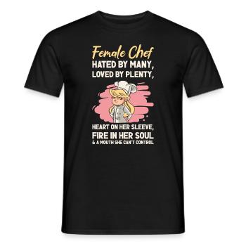 Weiblicher Chefkoch Kochen Mahlzeiten - Männer T-Shirt - Schwarz - Vorne - AI Model Male 178 light (178cm)