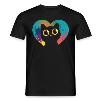 Katzen Kätzchen Liebhaber Katze Mama Papa Bunte - Männer T-Shirt - Schwarz - Vorne - AI Model Male 178 light (178cm)