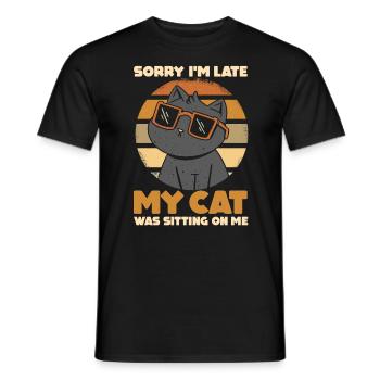 Cat lovers | Retro sorry, I am - Men's T-Shirt - black - Front - AI Model Male 178 light (178cm)