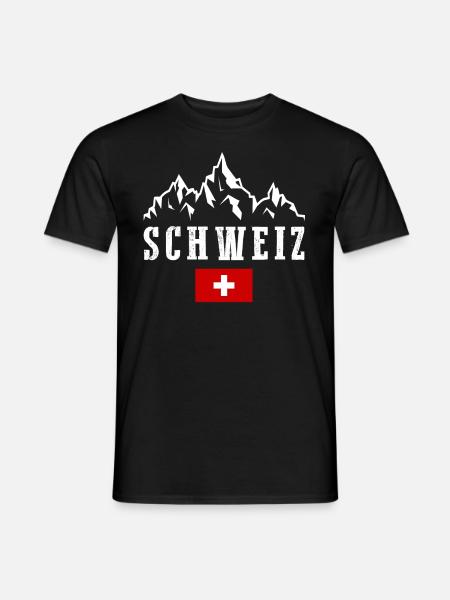 Suisse Schweiz Flagge Kreuz Schweizer - Männer T-Shirt - Schwarz