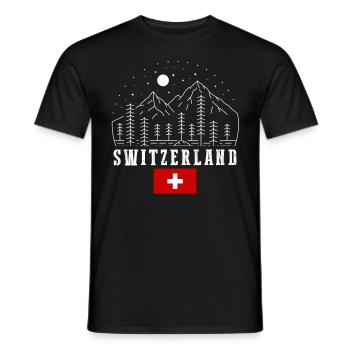 Schweiz Flagge | Schweizer Berge - Männer T-Shirt - Schwarz - Vorne - AI Model Male 178 light (178cm)