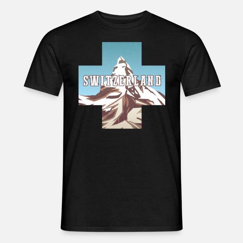 Schweiz-flagge | Schweizer Alpen | Schweiz - Männer T-Shirt - Schwarz